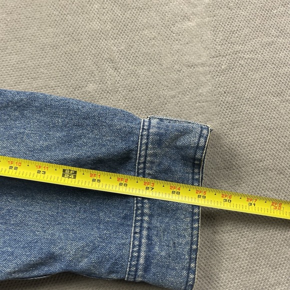 Vintage Eddie Bauer Jacket Womens Large Denim Coat Chore Barn Button Up - Picture 14 of 15